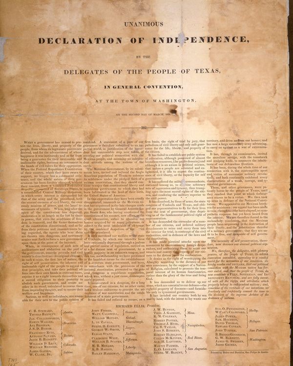 Texas Declaration of Independence Texas Declaration of Independence March 2 1836 TSLAC