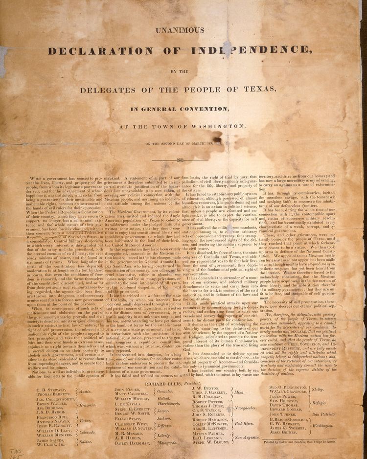 Texas Declaration of Independence TEXAS DECLARATION OF INDEPENDENCE The Handbook of Texas Online