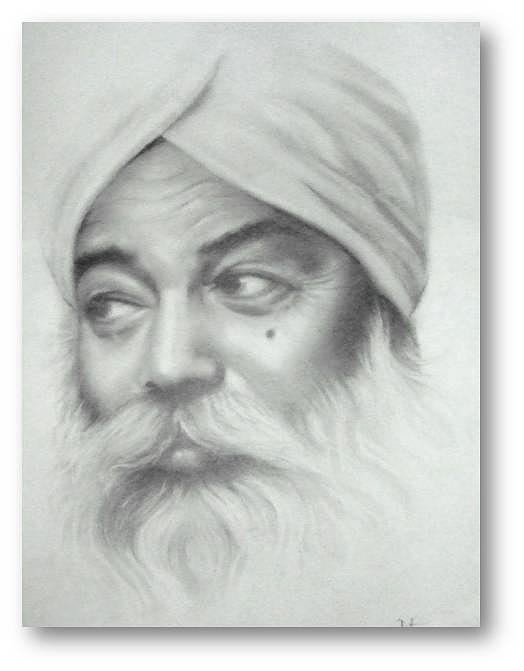 Thakar Singh portrait of sant Thakar Singh ji maharaj Drawing by Karan Singh