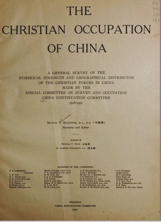 The Christian Occupation of China