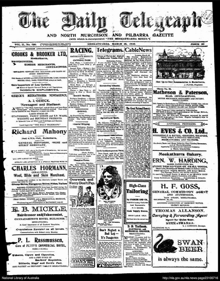 The Daily Telegraph and North Murchison and Pilbarra Gazette