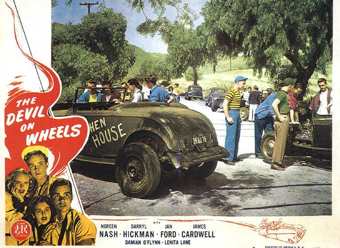The Devil on Wheels movie scenes  intro of the film and when you hear the boys talking in pure hot rod terminology its as if they are trying to astound the movie going public with their 
