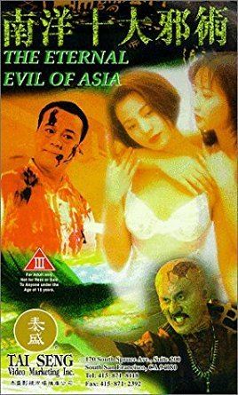 The VHS Cover of the 1995 horror film The Eternal Evil of Asia featuring Ellen Chan and Bobby Au-yeung.