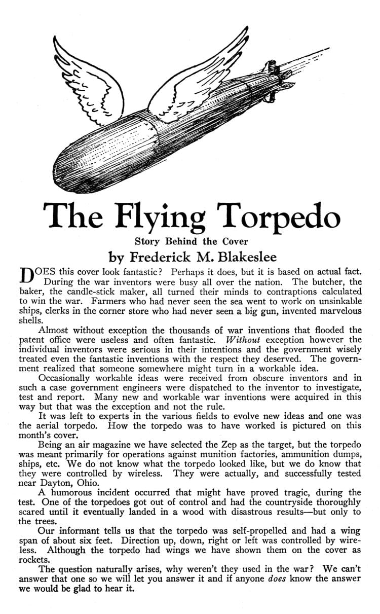 The Flying Torpedo Age of Aces Books The Flying Torpedo by Frederick Blakeslee