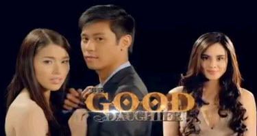 Max Collins smiling with Kylie Padilla, and Rocco Nacino in the 2012 drama series The Good Daughter
