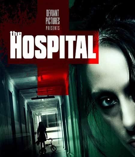 Poster of "The Hospital", a 2013 horror film featuring a little girl with a bike and a woman with scary eyes.