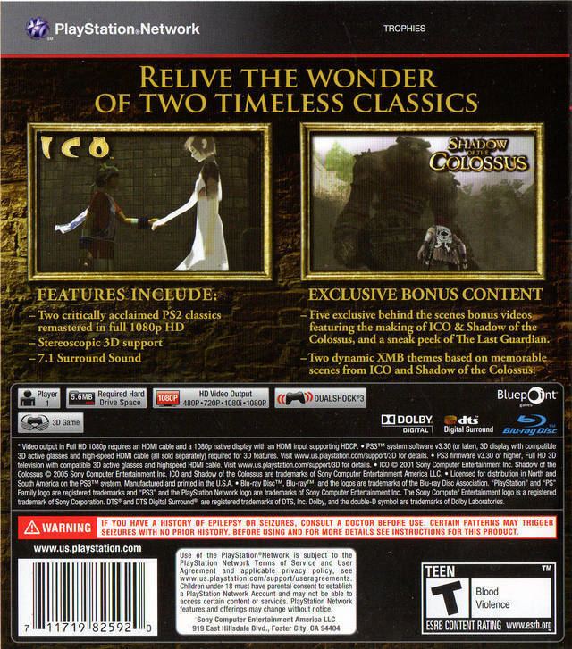 The Ico & Shadow of the Colossus Collection The ICO amp Shadow of the Colossus Collection Box Shot for PlayStation