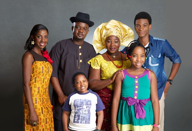 The casts of the 2012 TV series "The Johnsons"-Seun Adebajo Osigbesan, Charles Inojie, Chinedu Ikedieze, Ada Ameh, Susan Pwajok and Olumide Oworu