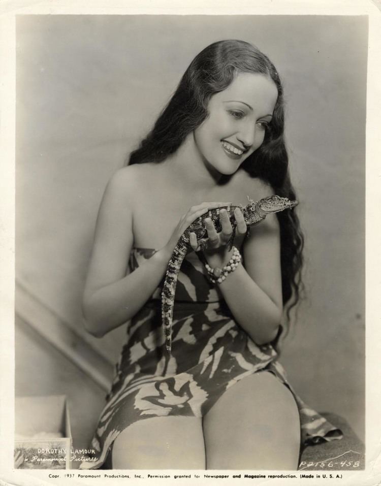 The Jungle Princess Portrait of Dorothy Lamour with Baby Alligator in The Jungle