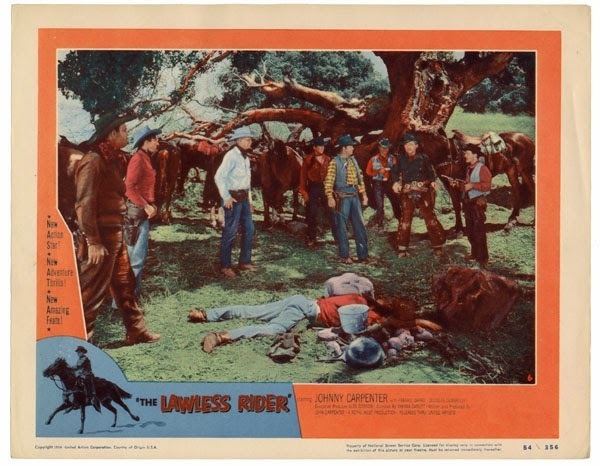 The Lawless Rider movie scenes A lobby card possibly designed to trick viewers into thinking The Lawless Rider was in color 