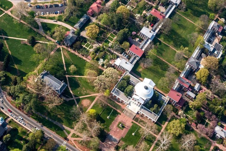 The Lawn An Aerial Tour of Grounds Academical Village Still Represents