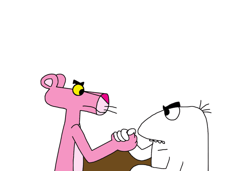 The Little Man (The Pink Panther) Pink Panther and Little Man doing arm wrestling by MarcosPower1996