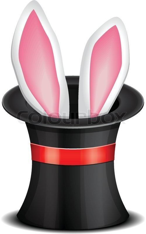 The Magic Top Hat Rabbit ears appear from the magic top hat Stock Vector Colourbox