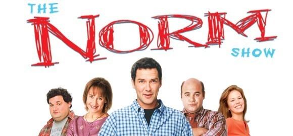 Artie Lange, Norm MacDonald, Nikki Cox, Ian Gomez, and Laurie Metcalf in the 1999 American television sitcom, The Norm Show