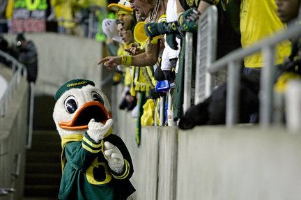 The Oregon Duck Oregon football The Oregon Duck must have arms of steel