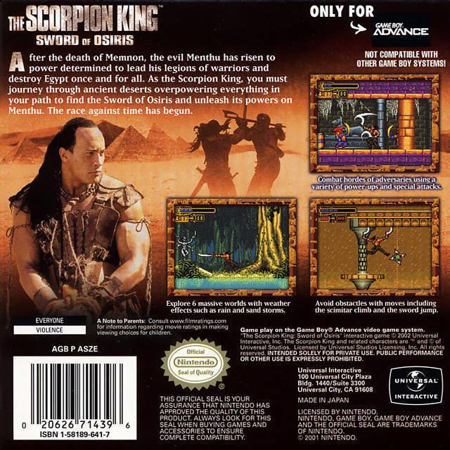 The Scorpion King: Sword of Osiris The Scorpion King Sword of Osiris Box Shot for Game Boy Advance