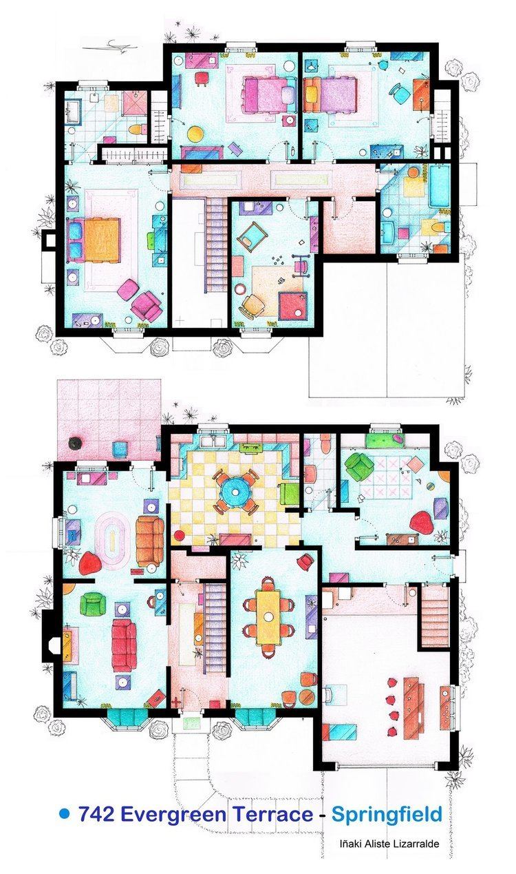 The Simpsons house House of Simpson family Both floorplans by nikneuk on DeviantArt