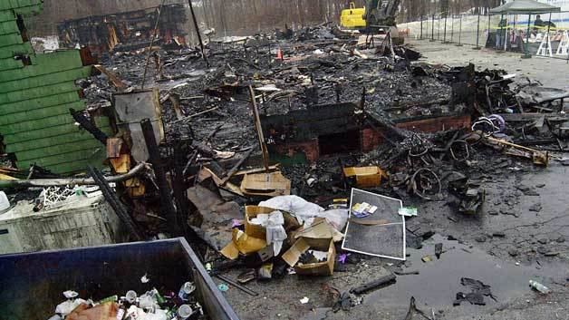 "The Station" nightclub, in Rhode Island, was burned to the ground in February 2003 after a pyrotechnics display during a concert set the club's sound proofing aflame.
