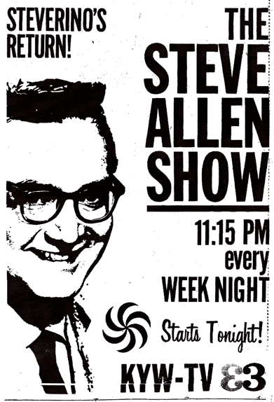 The Steve Allen Show Classic Television Showbiz The Steve Allen Show with guest Mel