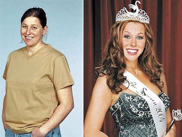 The Swan (TV series) Rachel Love-Fraser before (left picture) and after (right picture) winning the swan pageant