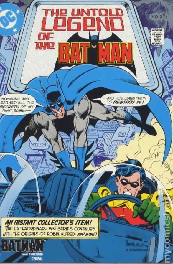 The Untold Legend of the Batman Untold Legend of the Batman 1989 Cereal Premium comic books