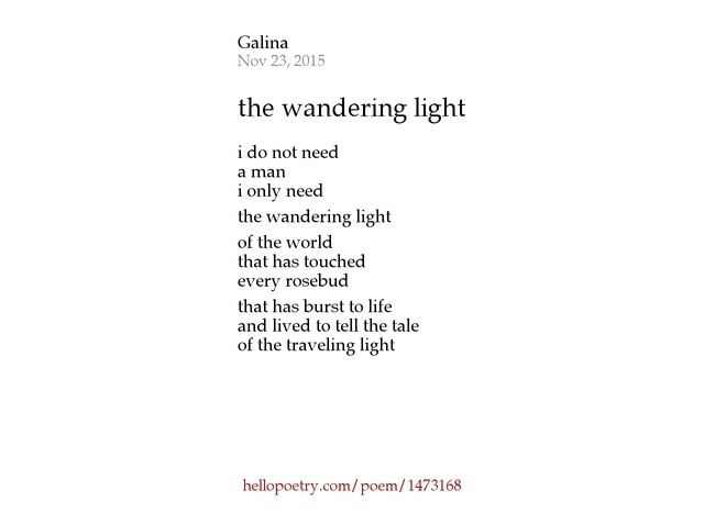 The Wandering Light the wandering light by Anabel Hello Poetry
