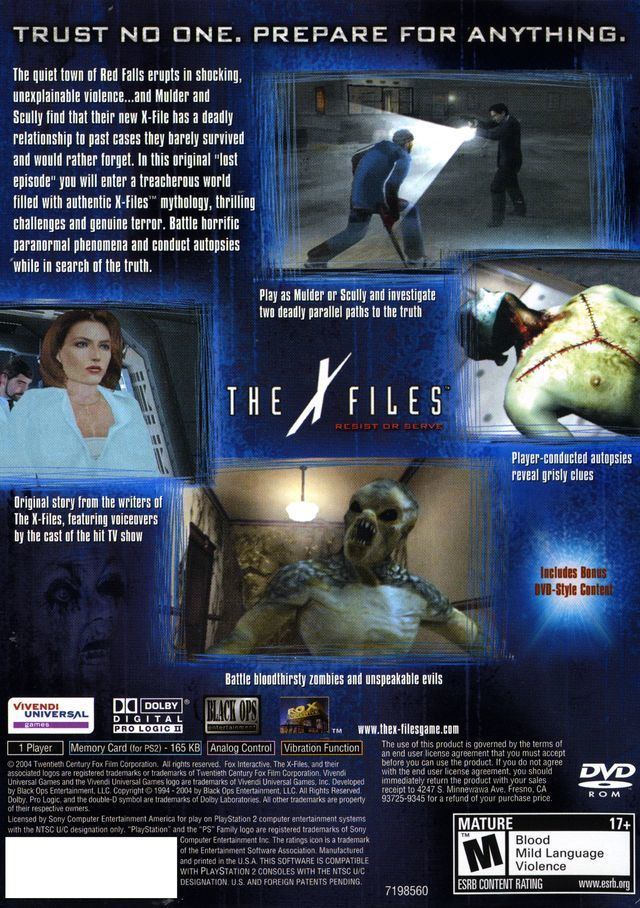 The X-Files: Resist or Serve The XFiles Resist or Serve Box Shot for PlayStation 2 GameFAQs