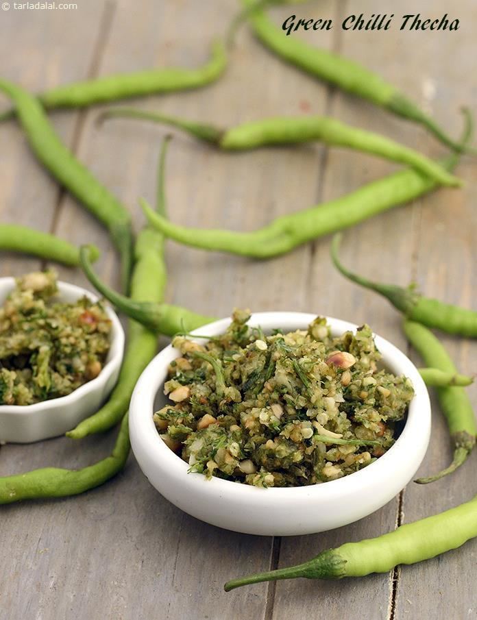 Thecha Green Chilli Thecha Hirvi Mirchi Cha Thecha recipe by Tarla Dalal