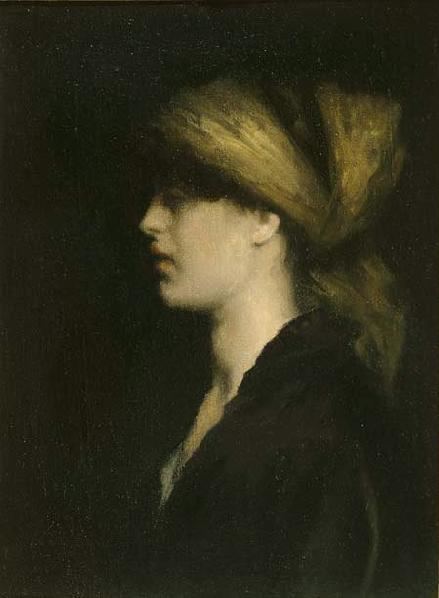 Theodore Roussel Chiaroscuro A Profile the Golden Scarf by THEODORE ROUSSEL Peter
