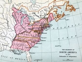 A global view of Thirteen Colonies of North America.