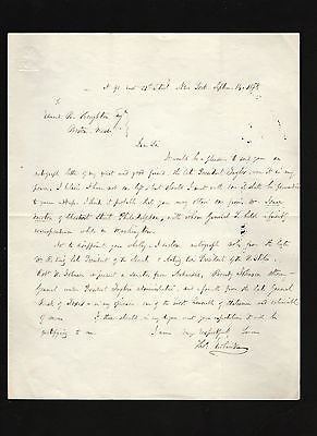 Thomas Ewbank THOMAS EWBANK signed 1858 letter writer scientist Patent