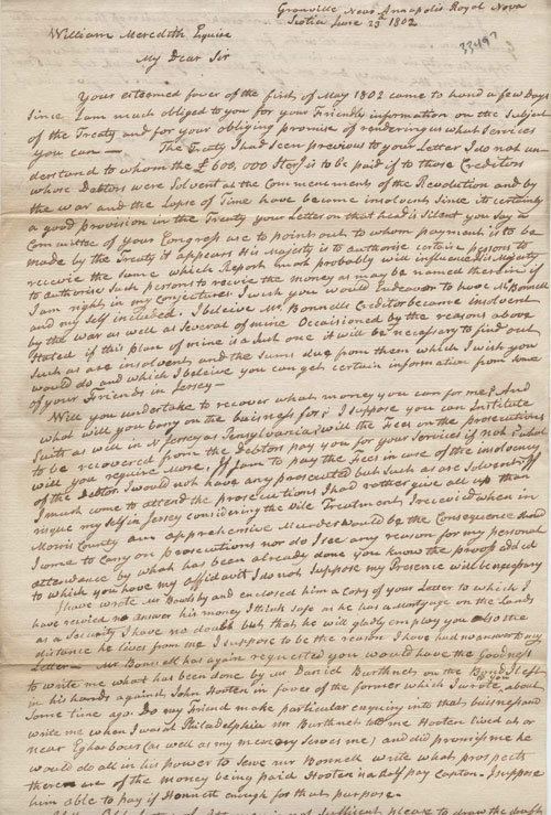 Thomas Millidge Autograph manuscript signed letter from Judge Thomas Millidge to