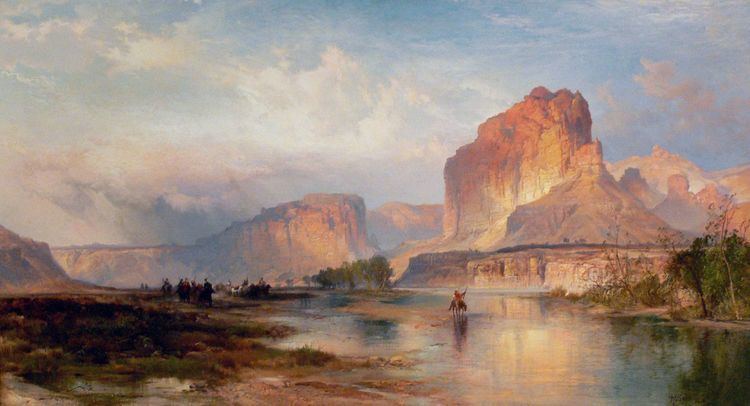 Thomas Moran Indians at cliffs of the green river oil painting art real canvas