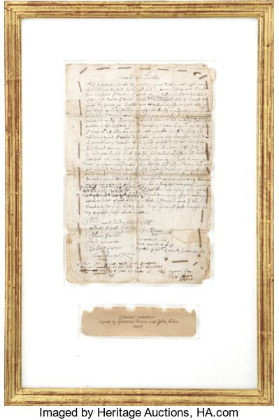 Thomas Prence John Alden Document Signed With a Second Signature by Lot 35001