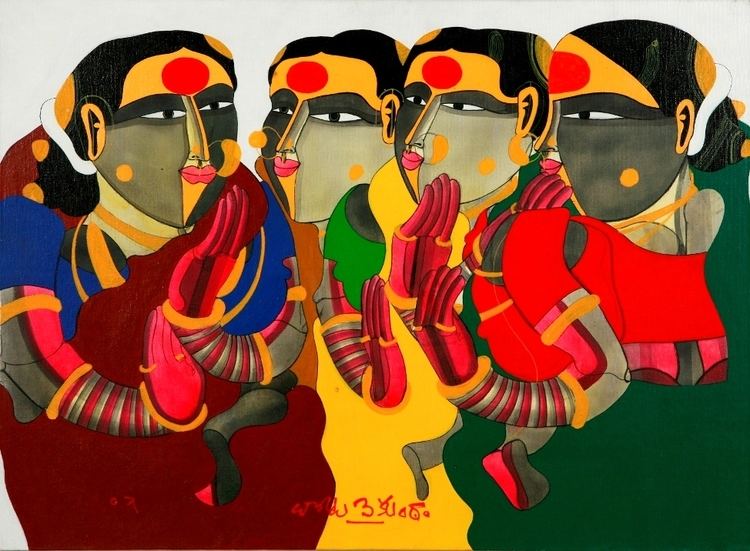 Thota Vaikuntam Thota Vaikuntam Indigo Blue Art Modern Indian Contemporary
