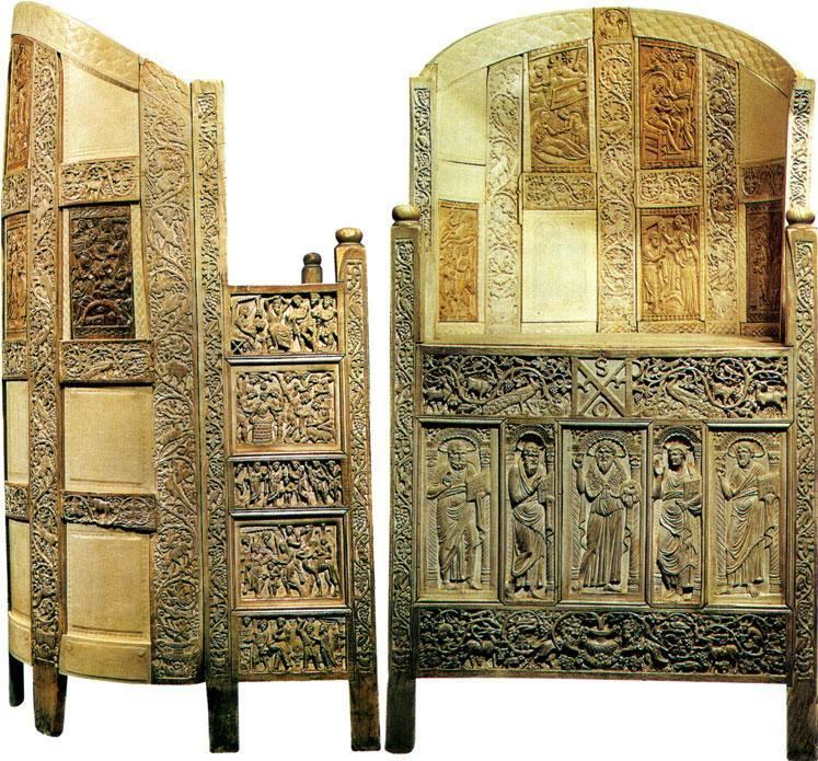 Back, side, and front view of the Throne of Maximian.