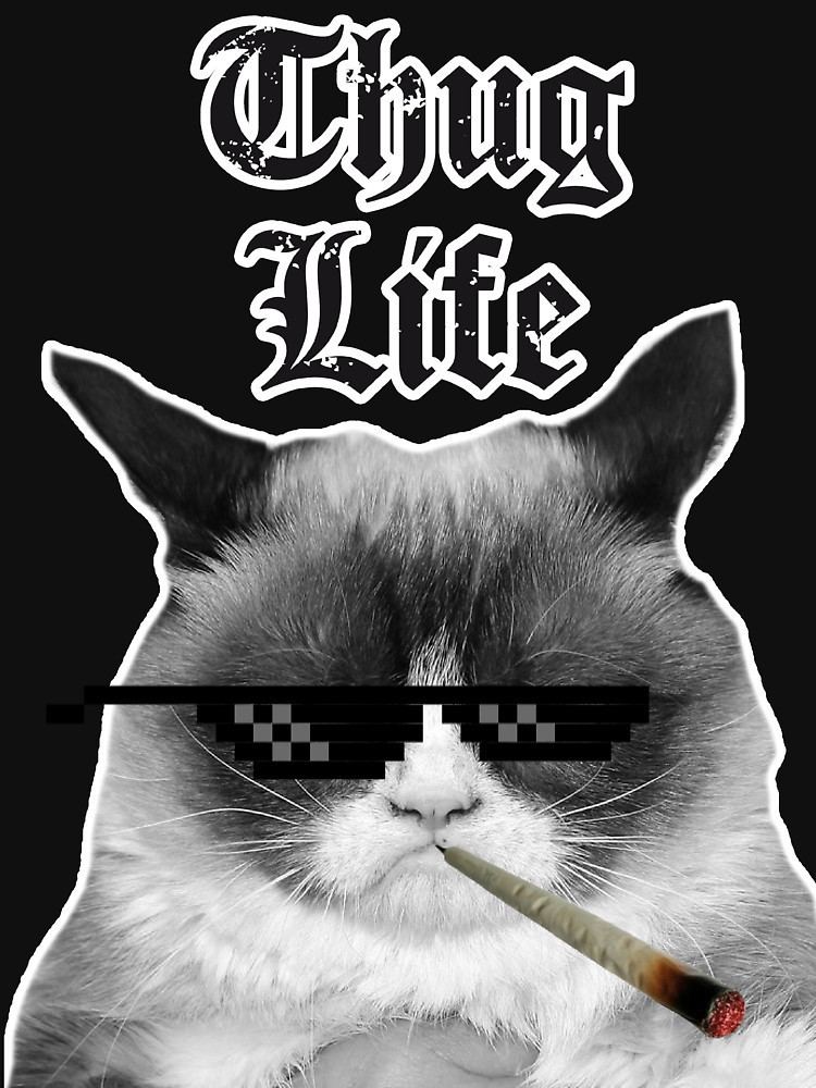 Thug Life Thug Life Catquot Women39s Fitted VNeck TShirts by HeadOut Redbubble