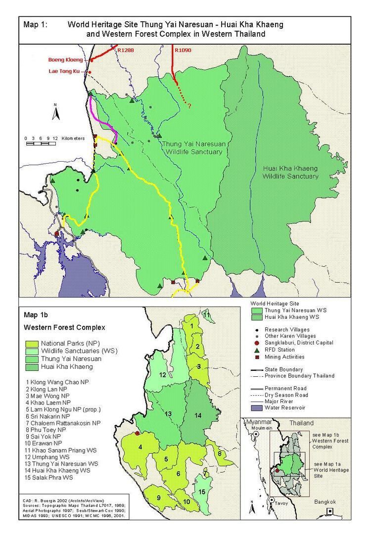 Thungyai Naresuan Wildlife Sanctuary Road Network in the Thung Yai Naresuan Wildlife Sanctuary