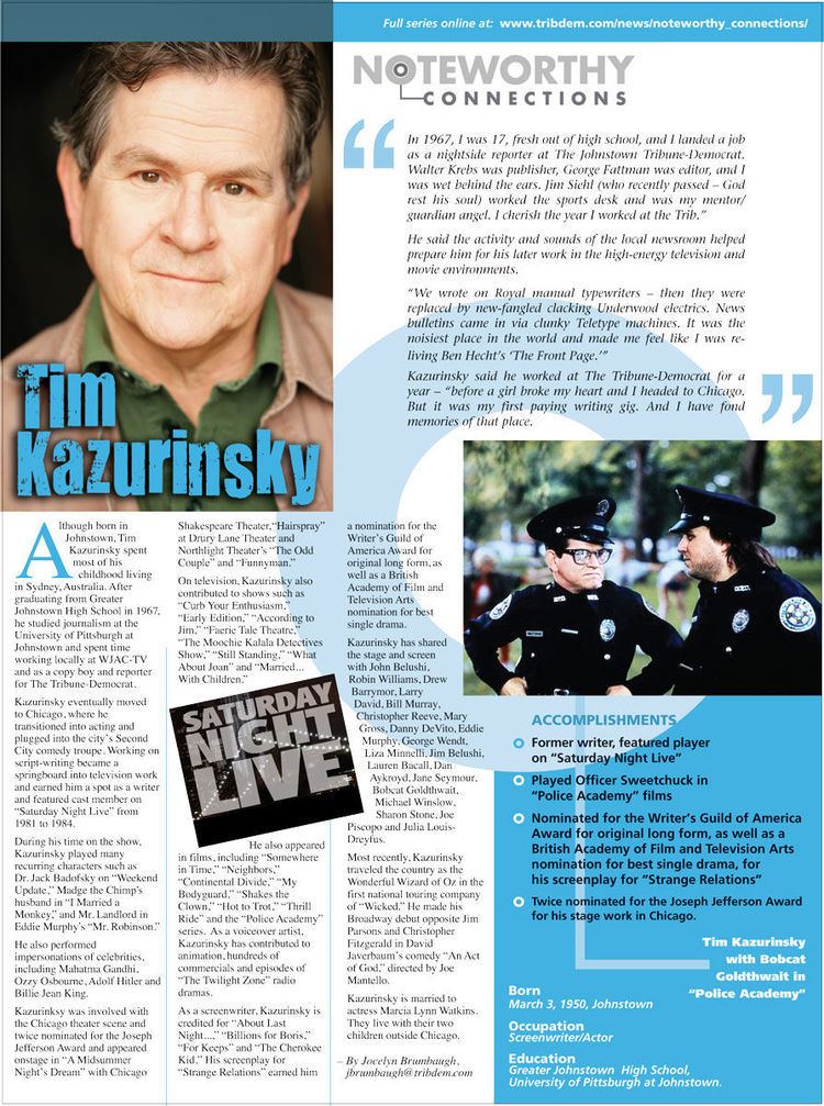 Tim Kazurinsky Noteworthy Connections Former SNL writer and actor Kazurinsky