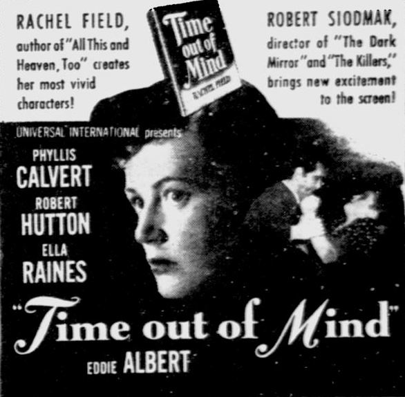 Ella Raines Films Time Out of Mind in the newspapers