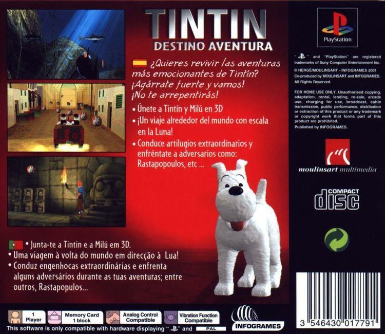 Tintin: Destination Adventure Tintin Destination Adventure 2001 PlayStation box cover art
