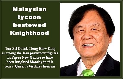 Tiong Hiew King 16 June 2009 Malaysian tycoon bestowed knighthood News