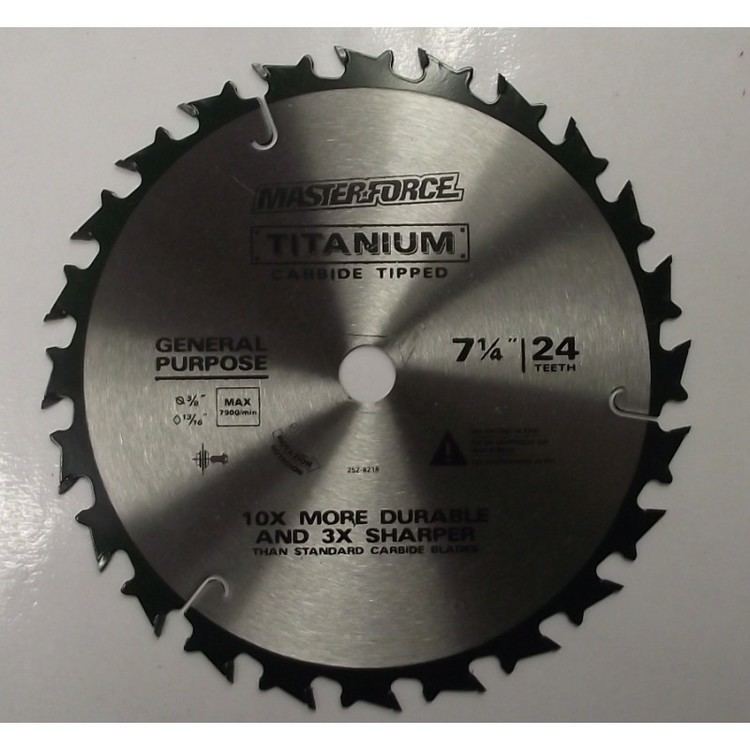 Titanium carbide Masterforce 714quot X 24T Titanium Carbide Tipped Circular Saw Blade