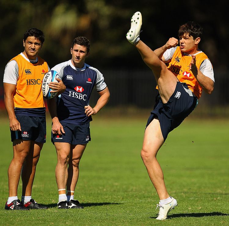 Tom Carter (rugby union) Tom Carter unleashes a kick at Waratahs training Rugby