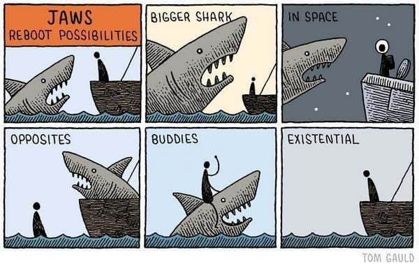 Tom Gauld Tom Gauld on Twitter JAWS reboot possibilities my cartoon for