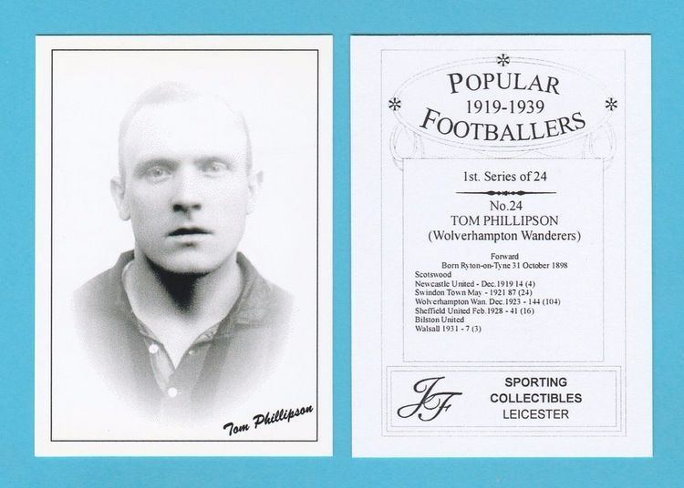 Tom Phillipson JF SPORTING FOOTBALLER CARD 191939 TOM PHILLIPSON OF