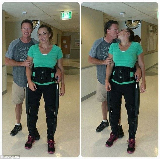 Tom Rouen Olympic swimmer takes her first steps on bionic legs just
