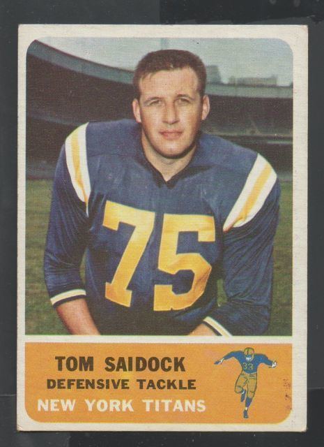 Tom Saidock 1962 Fleer Tom Saidock 66 Football Card eBay