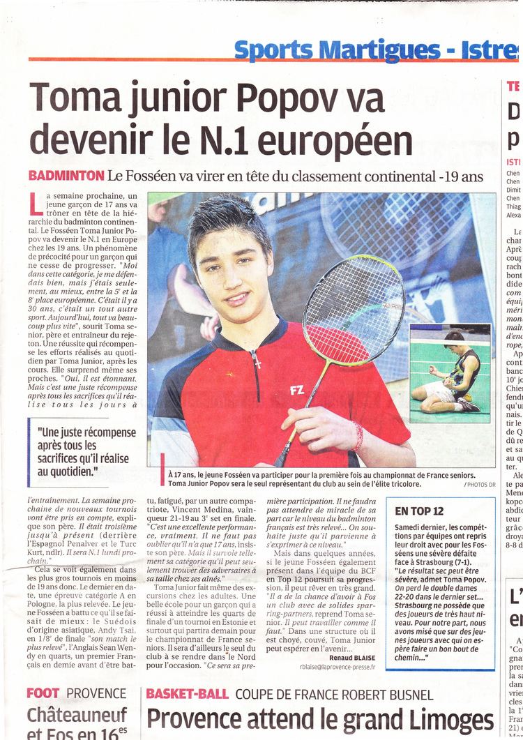 Toma Junior Popov Toma Junior POPOV Actualits Ligue Badminton de ProvenceAlpes