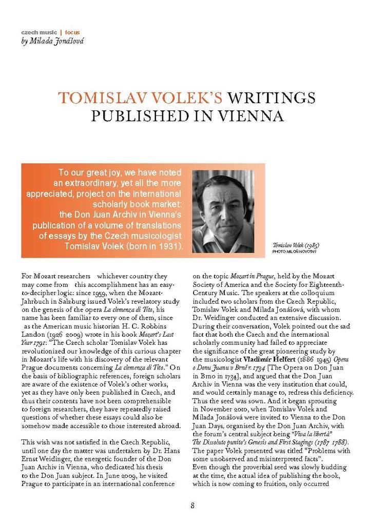 Tomislav Volek VIADONORECZ Z proitho Tomislav Voleks writings published in